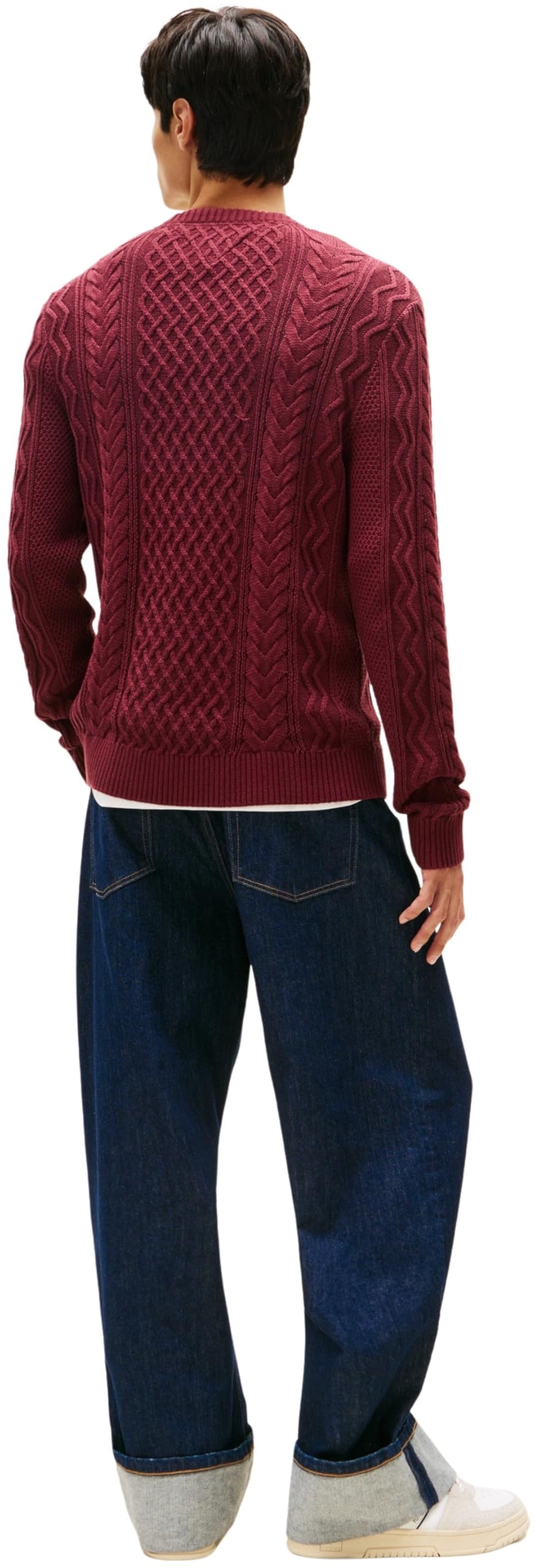 Tommy Jeans Jersey Hombre Cable Knit Sweater con Punto Trenzado