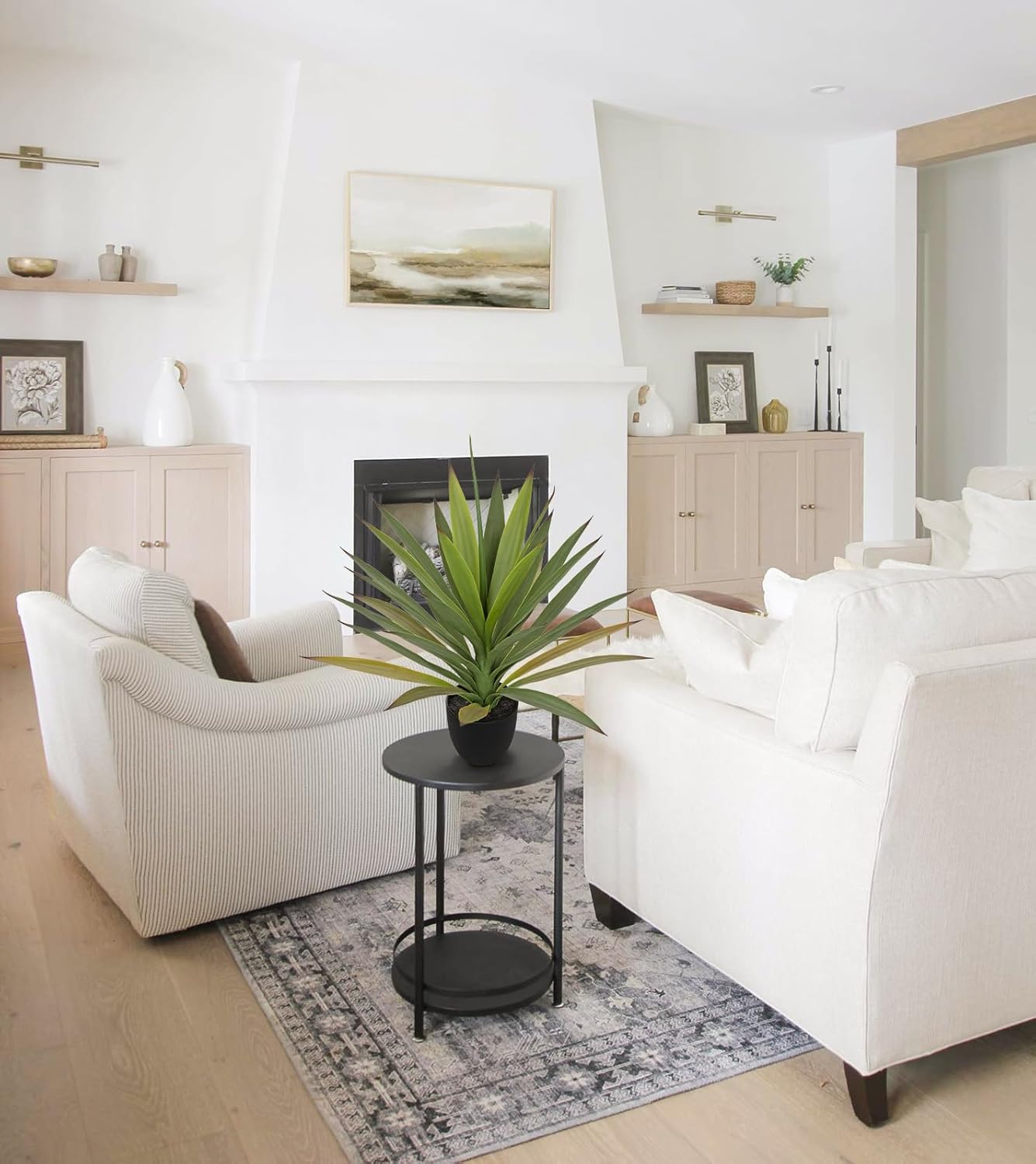 Briful Agave Plant Artificial 20.4'' Faux Agave Plant with Black Pot Outdoor Fake Tropical Plants for Home Office Room Table Garden Front Porch Decor - Image 4