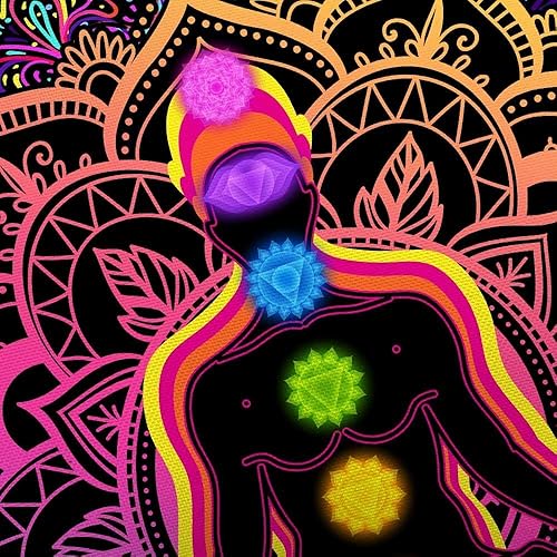 Miniatura 3 de JAWO Tapiz hippie de siete chakras, tapiz hippie para yoga, meditación, tapiz bohemio con mandala para sala de yoga, dormitorio, sala de estar,