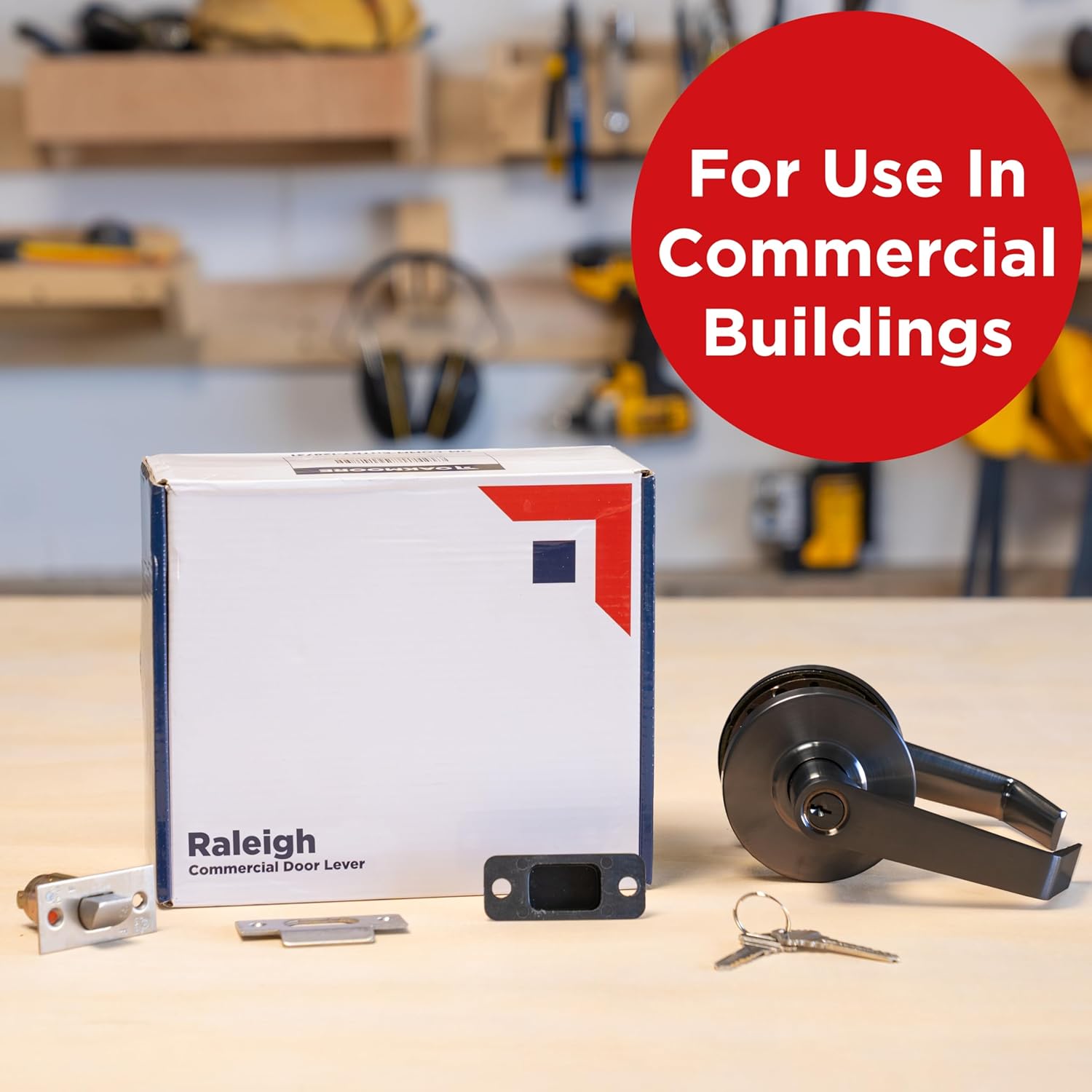 Commercial Door Handle Black - Grade 2 Lockset - Heavy Duty - Door Lever Schools Offices Industrial UL CUL & ADA – ANSI A156.2 (Storeroom (Key/Storage Rooms))