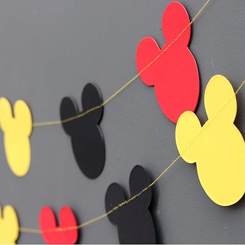 Miniatura 2 de Boston Creative Company Suministros de fiesta de cumpleaños de Mickey Mouse, guirnalda de cabeza de Mickey para fiesta, decoración de guirnalda de