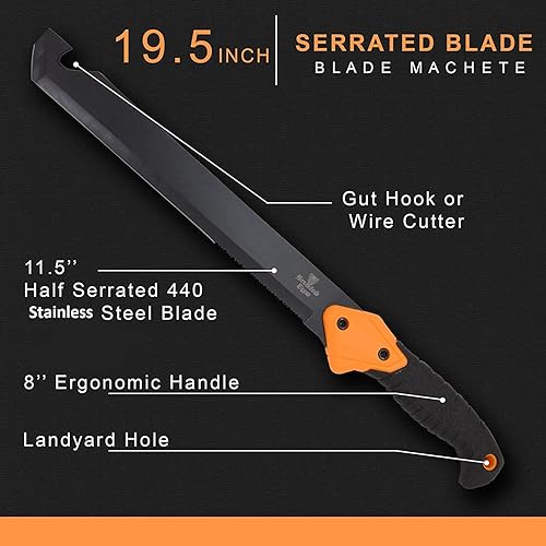 Vista 29 de Snake Eye Machete with Heavy Duty Construction-Ergonomic Non-Slip Handle and Belt Sheath for Gardening, Land-Management, Bushcraft, Hunting and Gris
