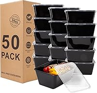 RANLITTLE 50 Pack 34oz Meal Prep Containers with Lids - BPA Free Stackable Food Storage, Microwave Freezer Safe, Leakproof Reusable Takeout Containers