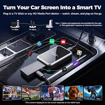 LAMTTO 2-in-1 Wireless CarPlay Adapter, HD Media Port for TV Stick/Switch