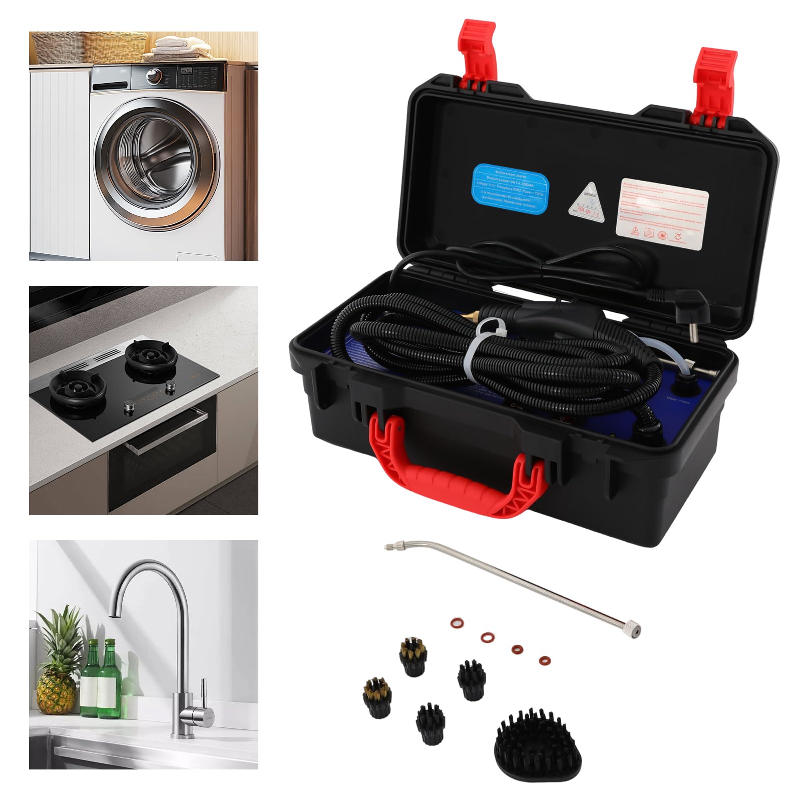 Dampfreiniger, tragbarer Hochdruck-Dampfreiniger 3000W, 3,5 bar, mit Bürsten & Zubehör, für Auto & Haushalt & Reinigung