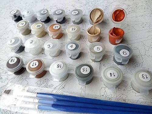 Miniatura 3 de Kit de pintura por números para adultos, incluye pinceles, pinturas y lienzo numerado, marco de madera, 16 x 20 pulgadas, ideal para niños y