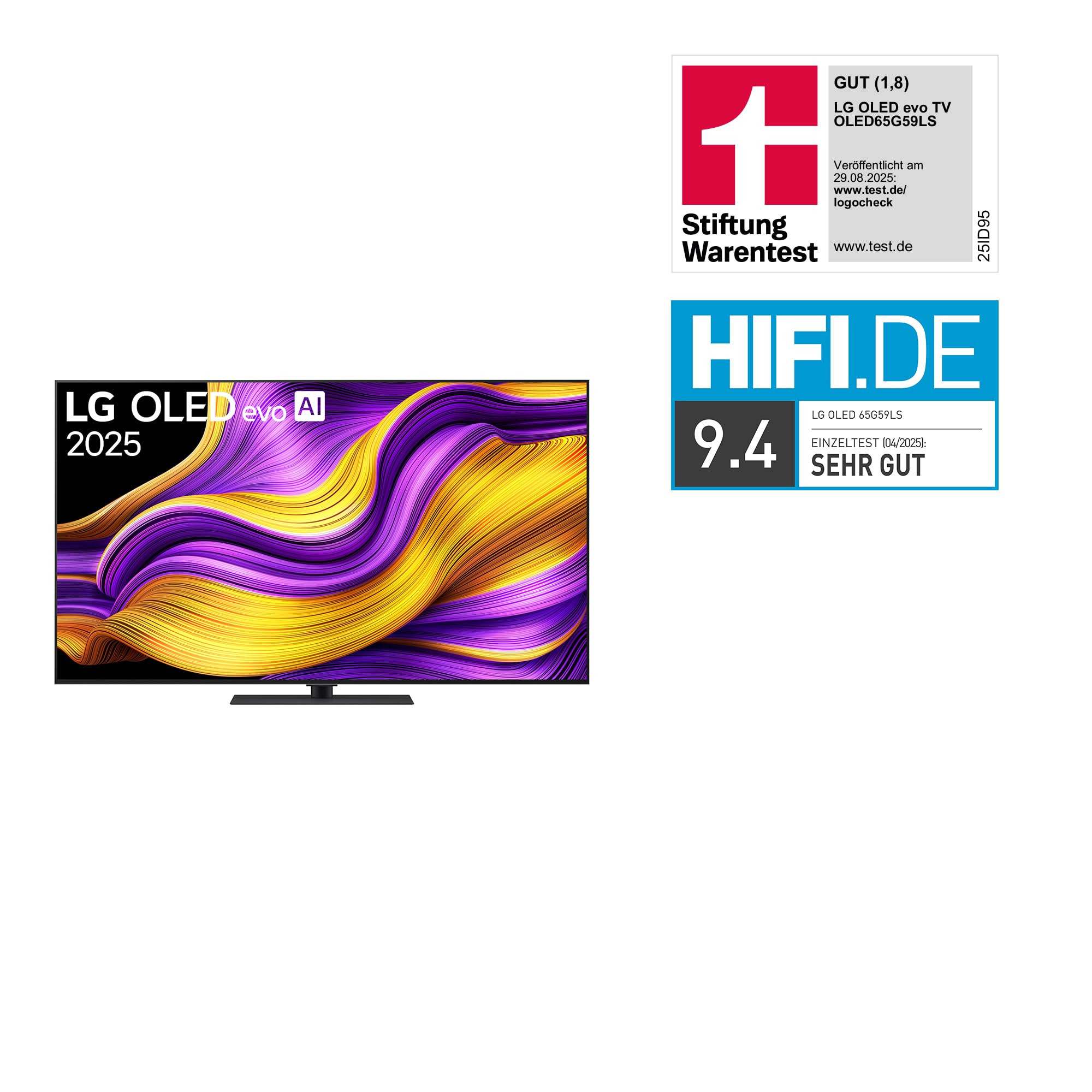 LG OLED65G59LS TV 65 Zoll (165 cm) 4K OLED evo AI TV (α11 Gen2 4K AI Prozessor, webOS 25, 120Hz (VRR bis zu 165Hz)) [Modelljahr 2025]