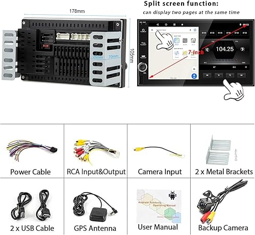 Miniatura 4 de Estéreo de coche Android doble Din con navegación GPS 7 pulgadas HD pantalla táctil coche multimedia Radio audio Bluetooth FM GPS WiFi USB espejo
