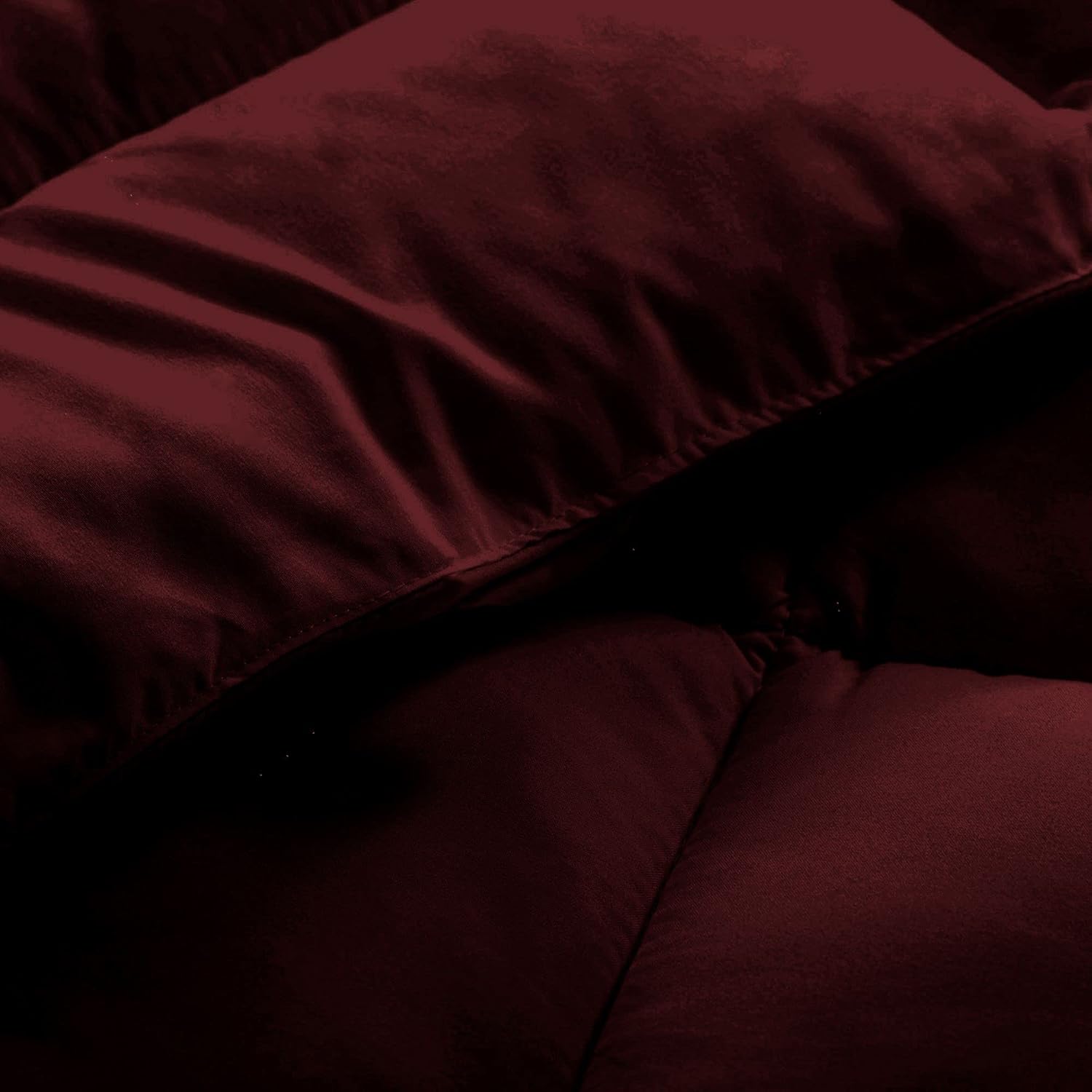 Tony's Textiles 5 Piece Luxury Long Box Pattern Comforter Set Premium |Super Soft 450 GSM All Season, 1000 Thread Count, 100% Egyptian Cotton, Full/Queen Size - Wine Color