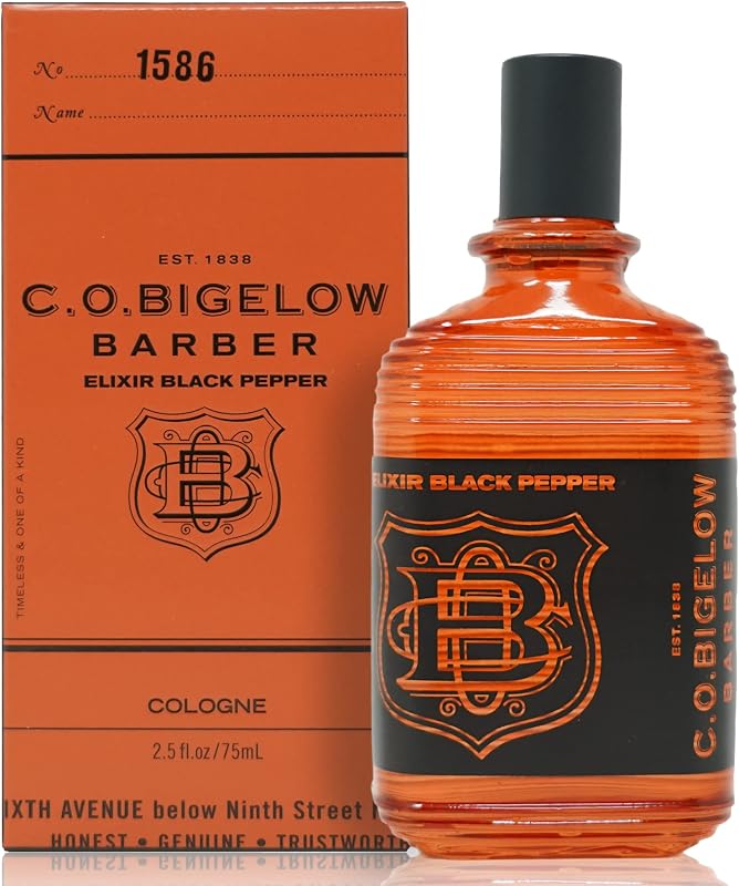C.O. Bigelow - Elixir Black Pepper - No. 1586, 2.5 fl oz, Cologne for Men, Bourbon & Sandalwood Scented, Masculine, Refined, Long Lasting Mens Cologne | Bourbon, Black Pepper, Sandalwood, Vanilla & Musk - Long Lasting Men's Cologne - Elixir Perfume for Men - 2.5 Fl Oz