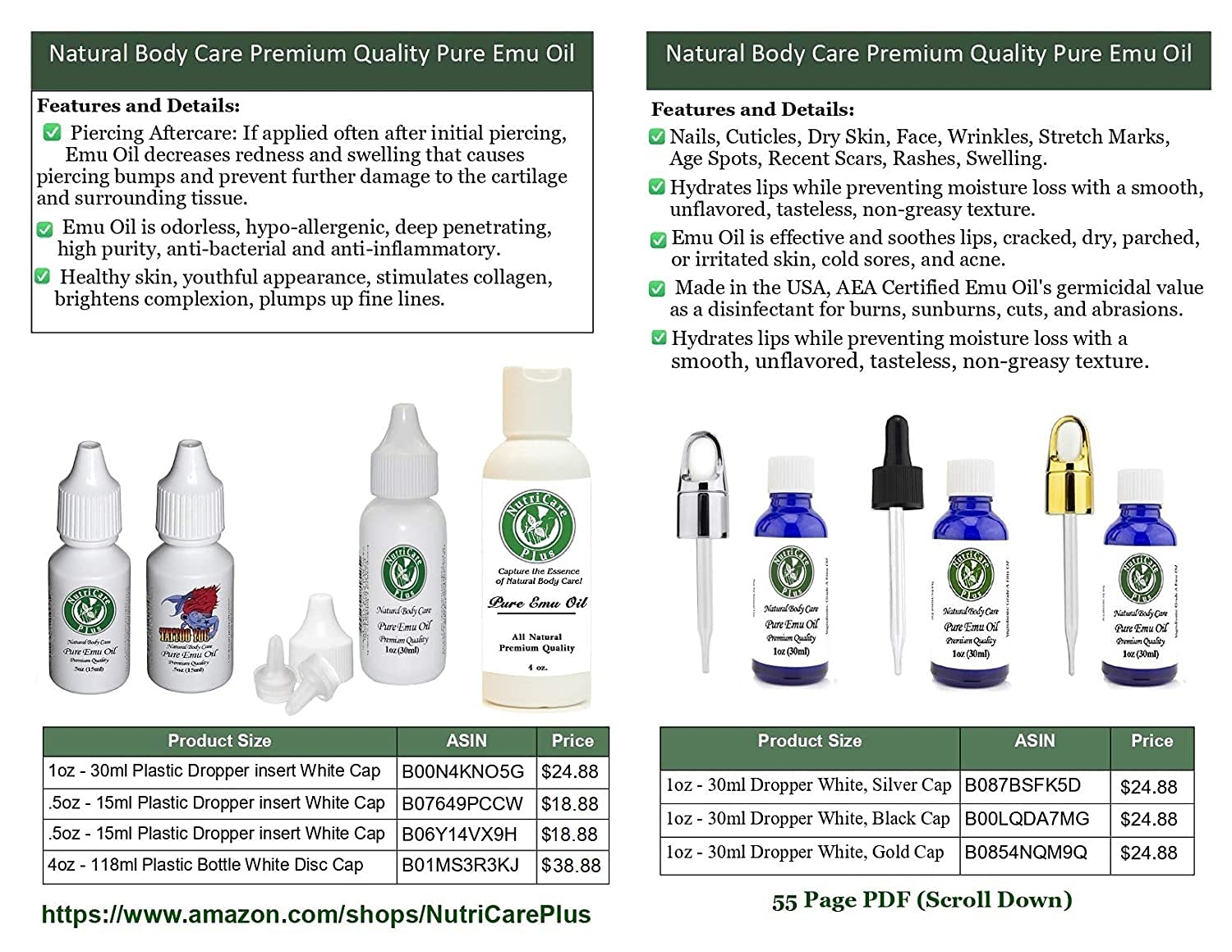Nutricare Plus Pure Emu Oil, Piercing Care, Piercing Solution, Fights