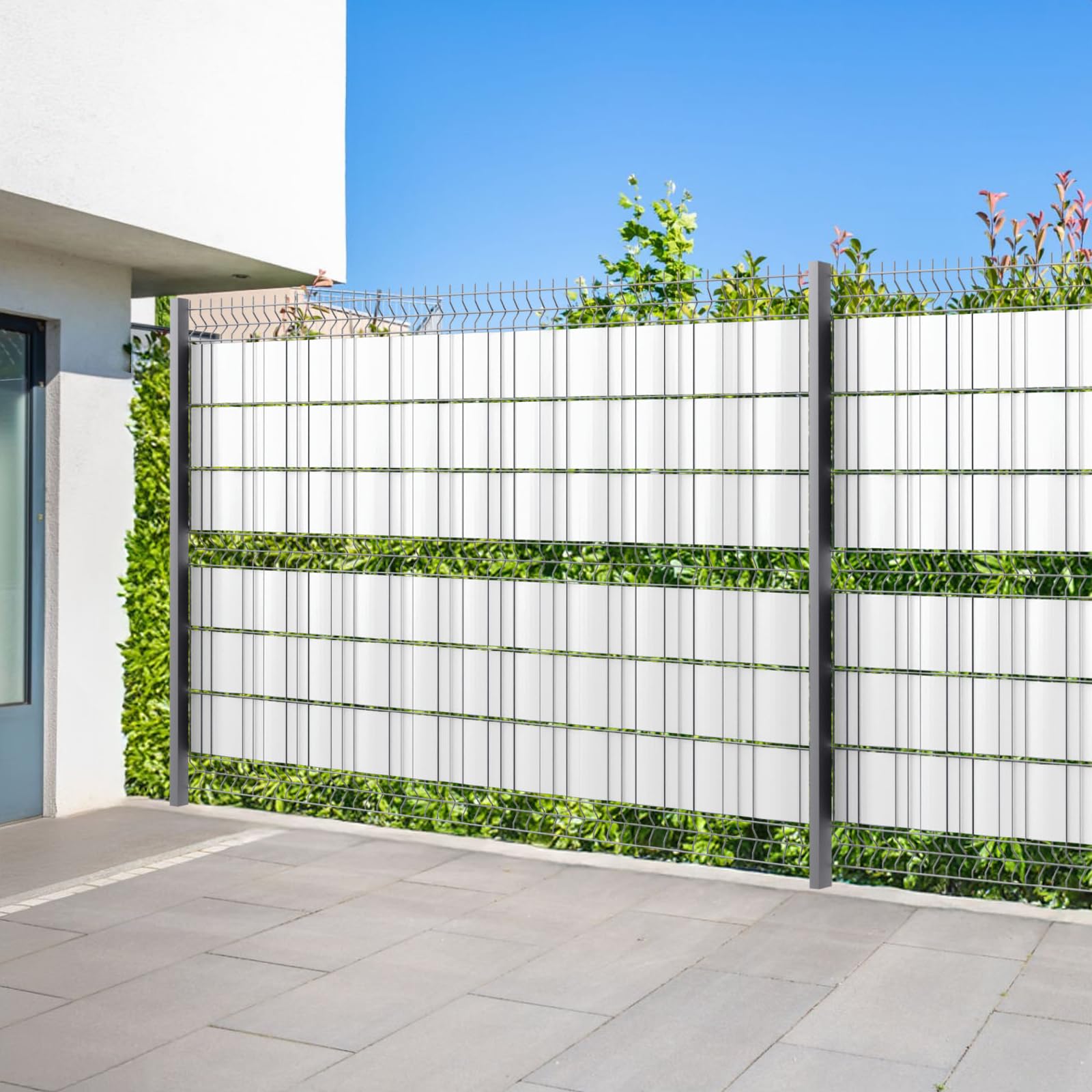Sunnylaxx PVC Brise-Vue pour Clôture Double Barre 450g/m²- 50 m x 19 cm-Blanc, Brise-Vue de Clôture, Décoration de Jardin