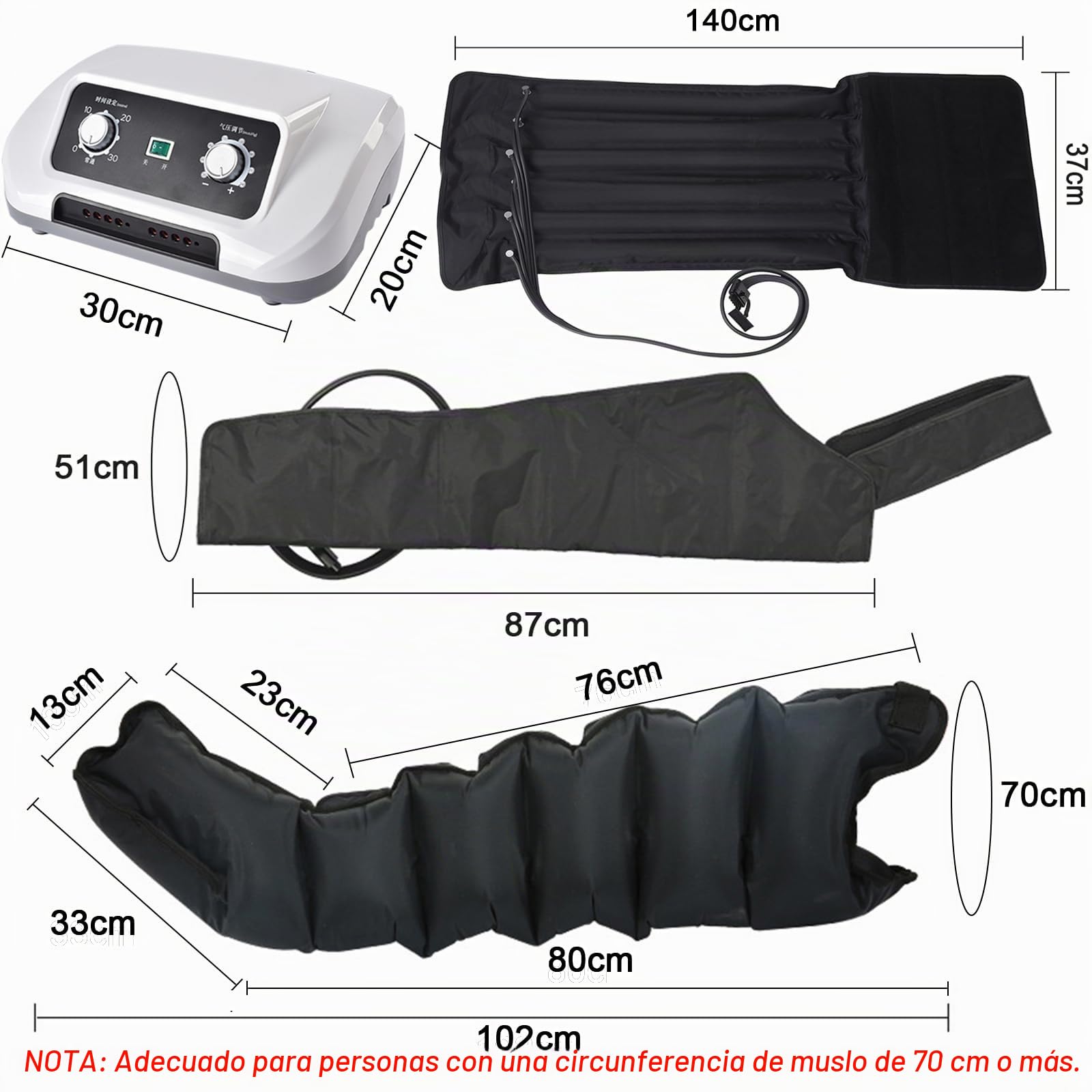 Presoterapia Piernas Y Abdomen Casa XXL, Botas Presoterapia Piernas Talla Grande, 6 Camaras Maquina Presoterapia Profesional Para Casa Masajeador Pies Drenaje Linfatico Circulación, 0-30kpa Ajustabl