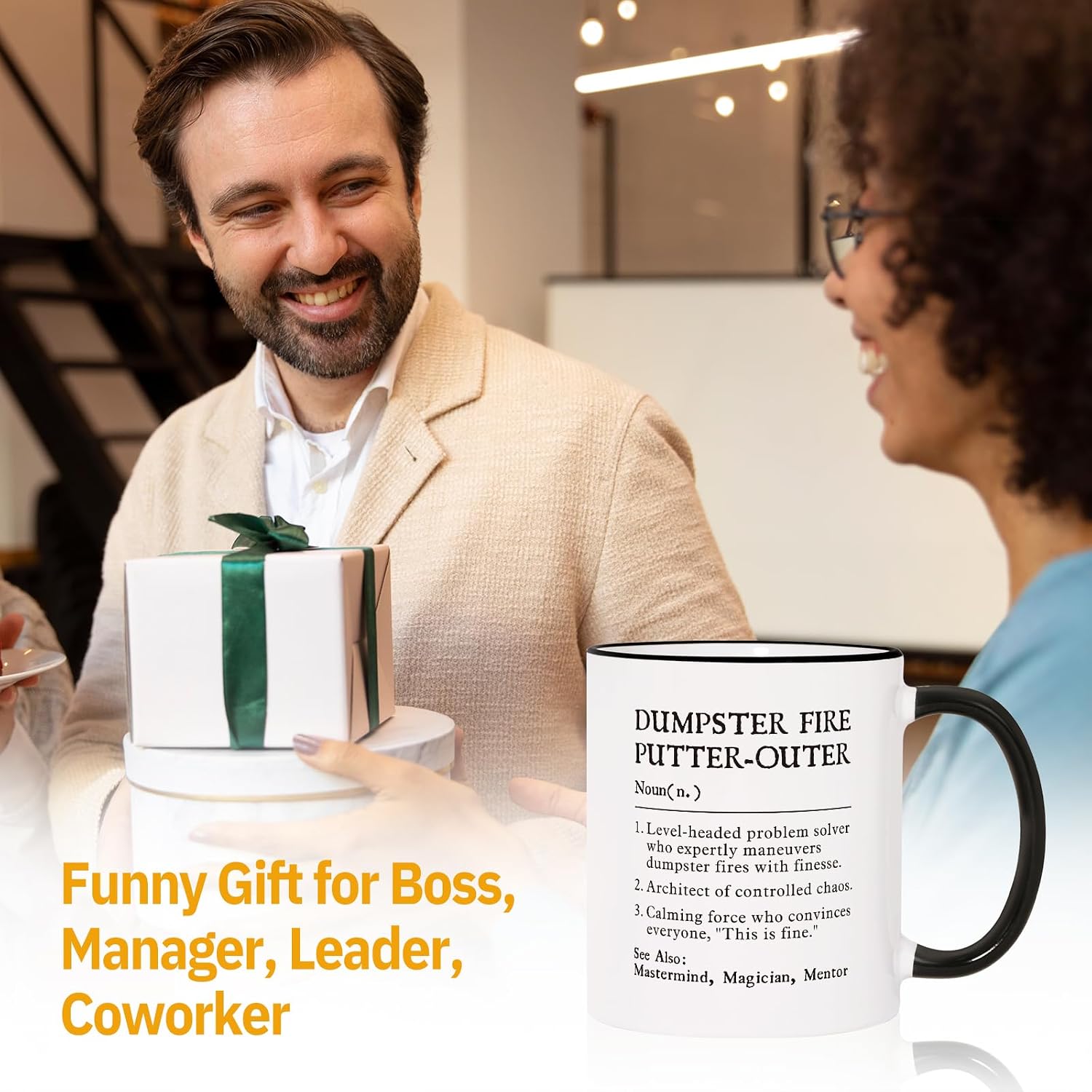 Shqiueos Funny Boss Gifts Coffee Mug 11oz - Dumpster Fire Putter-Outer