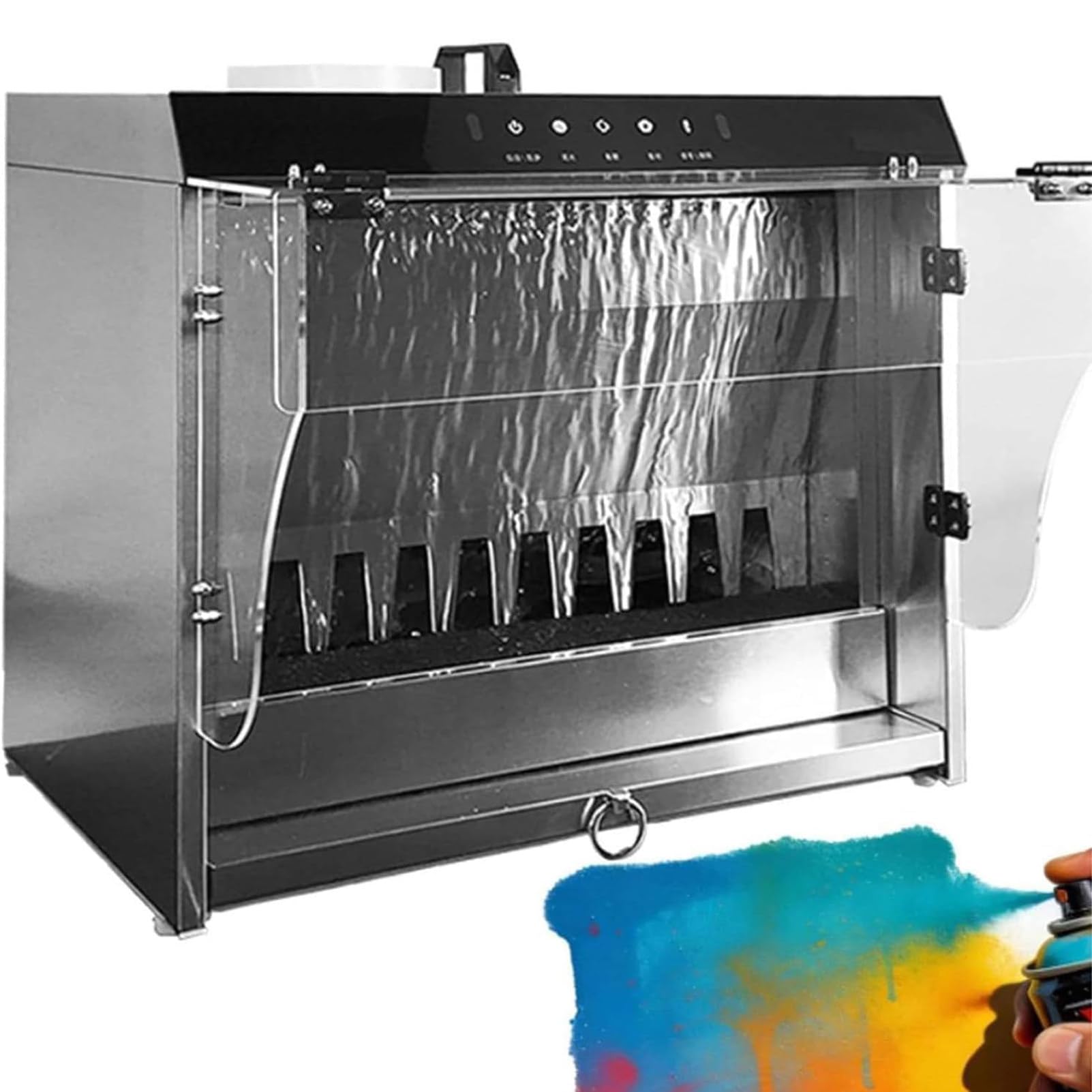 PweKzxt Intelligent Water Curtain Paint Spray Booth, Portable Airbrush Spray Booth,Professional Waterfall Spray Booth,Craft Table Airbrush Booth,Dual Filtration, Paint Spray Booth Kit