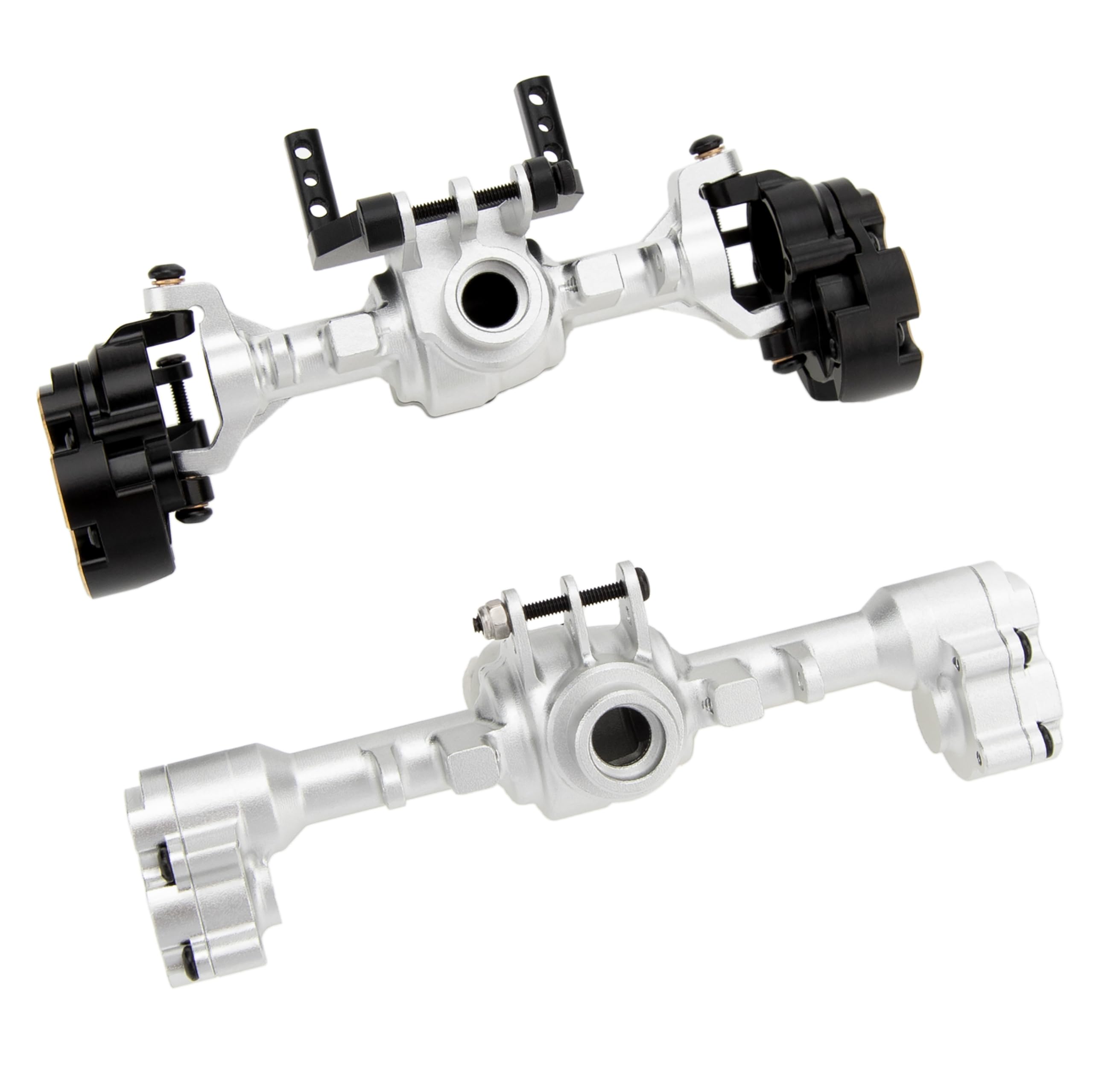 MEUS RACING Ascent 18 Axle Housing with Diff Covers and Steering Knuckles for for Redcat Ascent-18 Apex Upgrades 1/18 RC Crawler (Silver)