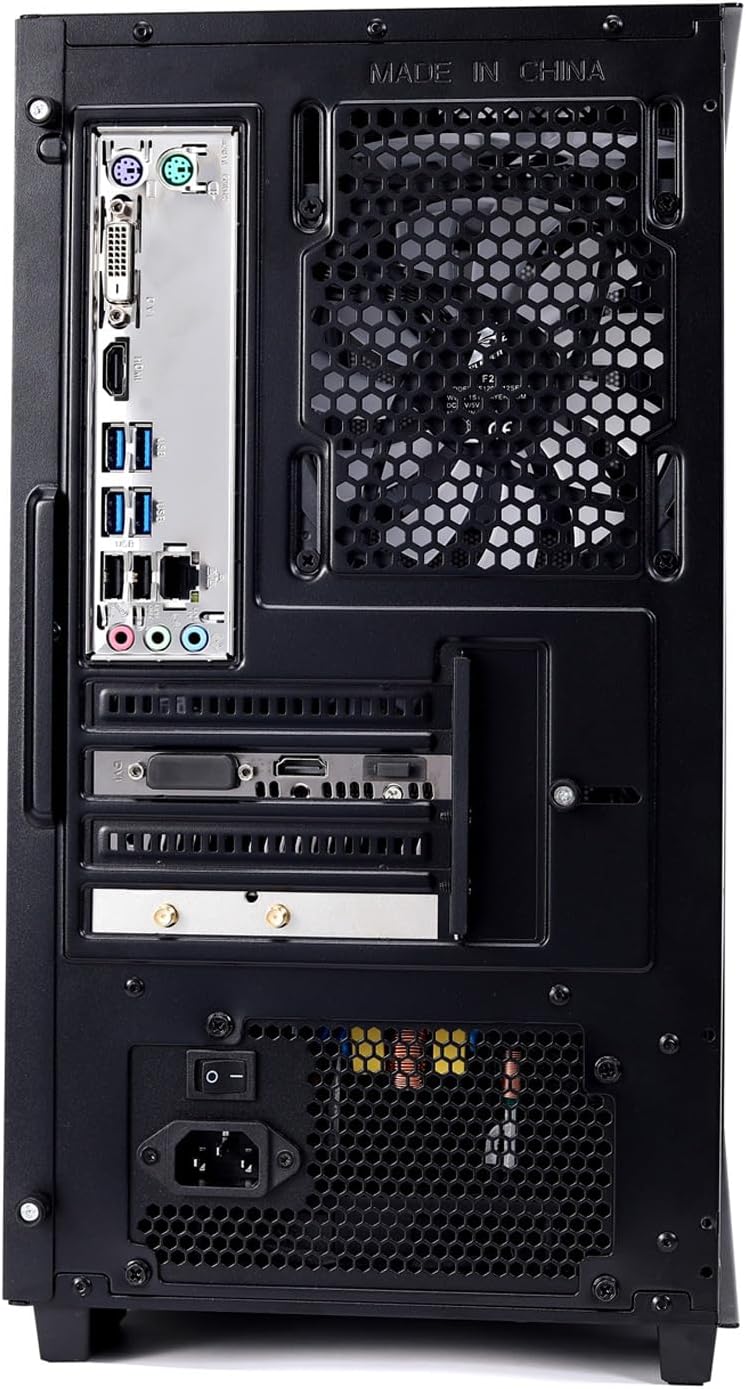 Rear view of the MXZ Gaming PC showing various input/output ports