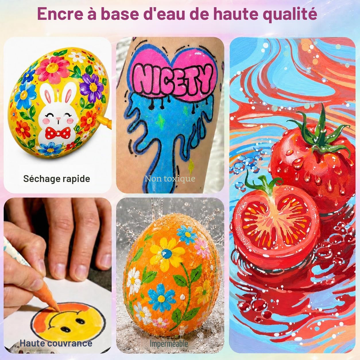 NICETY 360 Couleurs Feutres Acryliques avec Pointe 1-5mm – Acrylic Paint Marker pour Pierre, Bois, Verre, Céramique & Tissu, Marqueur Acrylique pour Surfaces Multiples, Imperméable & Non Toxique