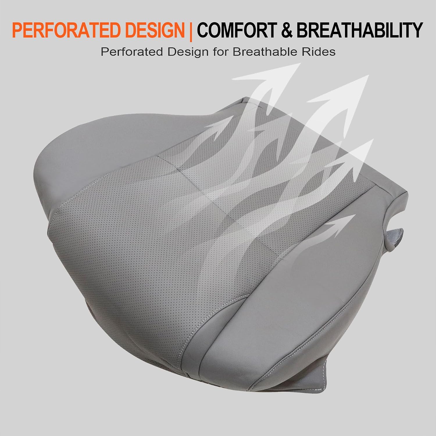 GXARTS Driver or Passenger Side Bottom Replacement Perforated Leather Seat Cover Gray Compatible with Toyota Sequoia 2007-2013 Fit for Toyota Tundra 2007-2013