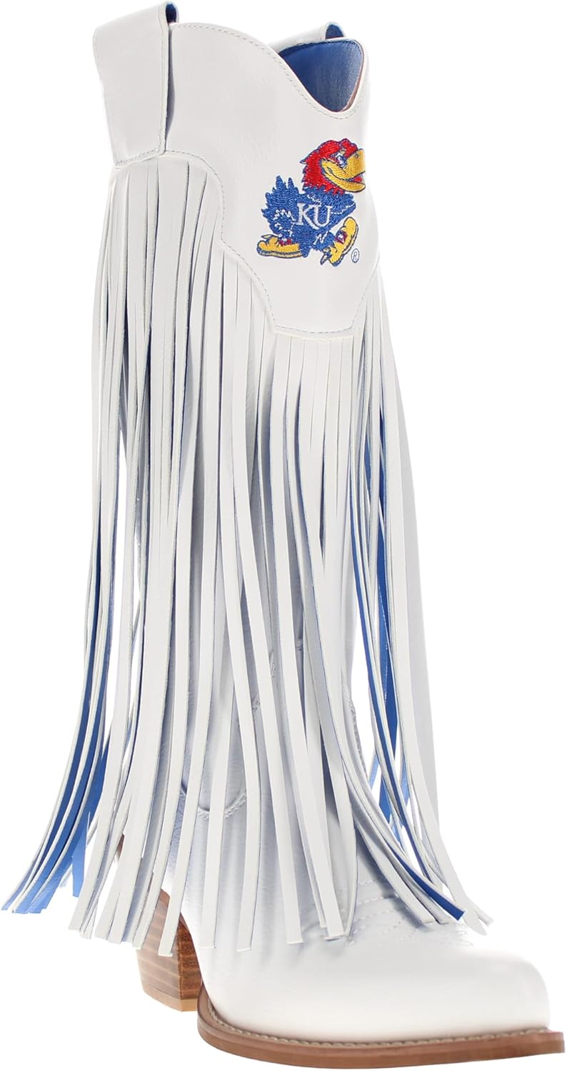 Vaccari Women's Kacey Premium PU Leather NCAA Athletics Fringe Cowboy Boots