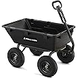 Gorilla Carts Heavy-Duty Poly Yard Dump Cart, 12 Cu Ft Tub, 1600 lb Haul Capacity, Black – Towable Utility Wagon with Quick-Release Dumping & Pneumatic Tires for Landscaping and Gardening