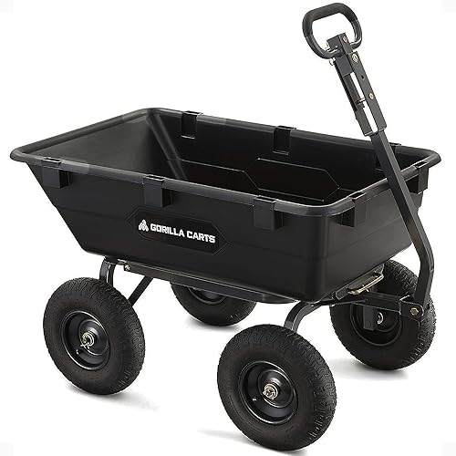 Gorilla Carts - Carro de jardín de polietileno resistente, para patio, mango convertible 2 en 1, capacidad de 1200 libras, modelo GOR6PS