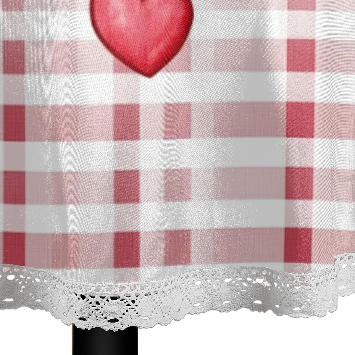 AUUXVA Round Tablecloth 60 Inch Red Love Heart Washable Table Cover with Lace Trim, Kitchen Circle Tables Cloth for Party Dining Table Top Wedding Home Decor(Valentine's Day Heart)