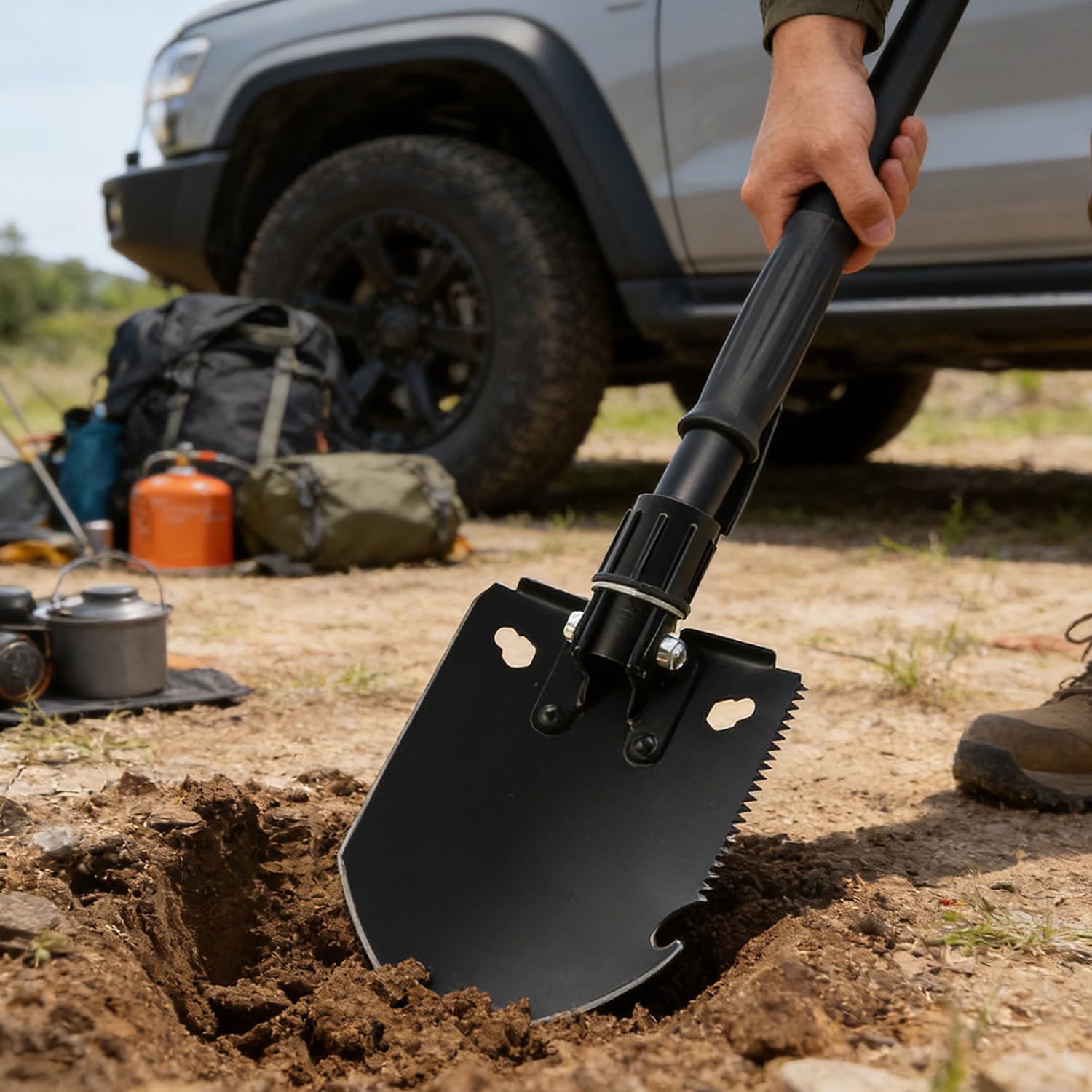 Pala Plegable Multifuncional 81.5 cm, Pala de Nieve Plegable, Pala Plegable Militar, Pala de Supervivencia Camping, Portátil Pala Plegable para Camping, Jardín, Supervivencia, Senderismo, Car