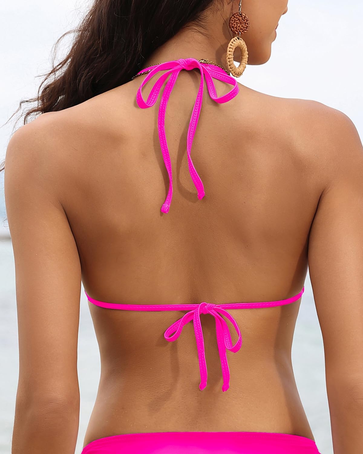 Tempt Me Women Triangle Bikini Top String Halter Bathing Suits Top Only No Bottom - Image 2