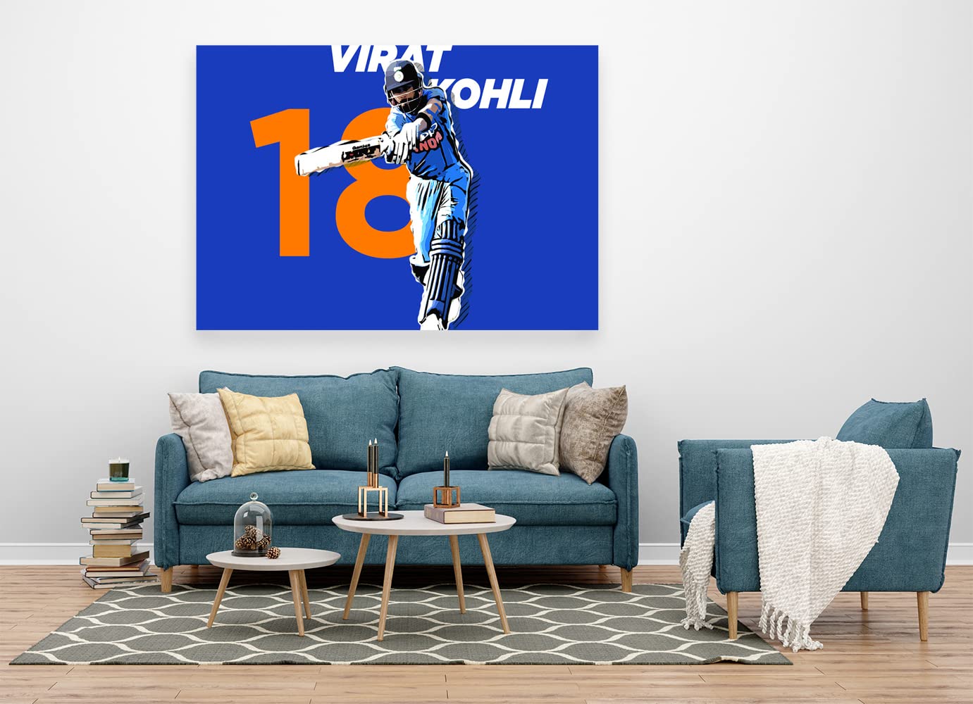 VERRE ART Wooden Framed Canvas - Wall Decor for Living Room, Bedroom, Office, Hotels, Drawing Room (60in x 45in) - Virat Kohi Painting Poster