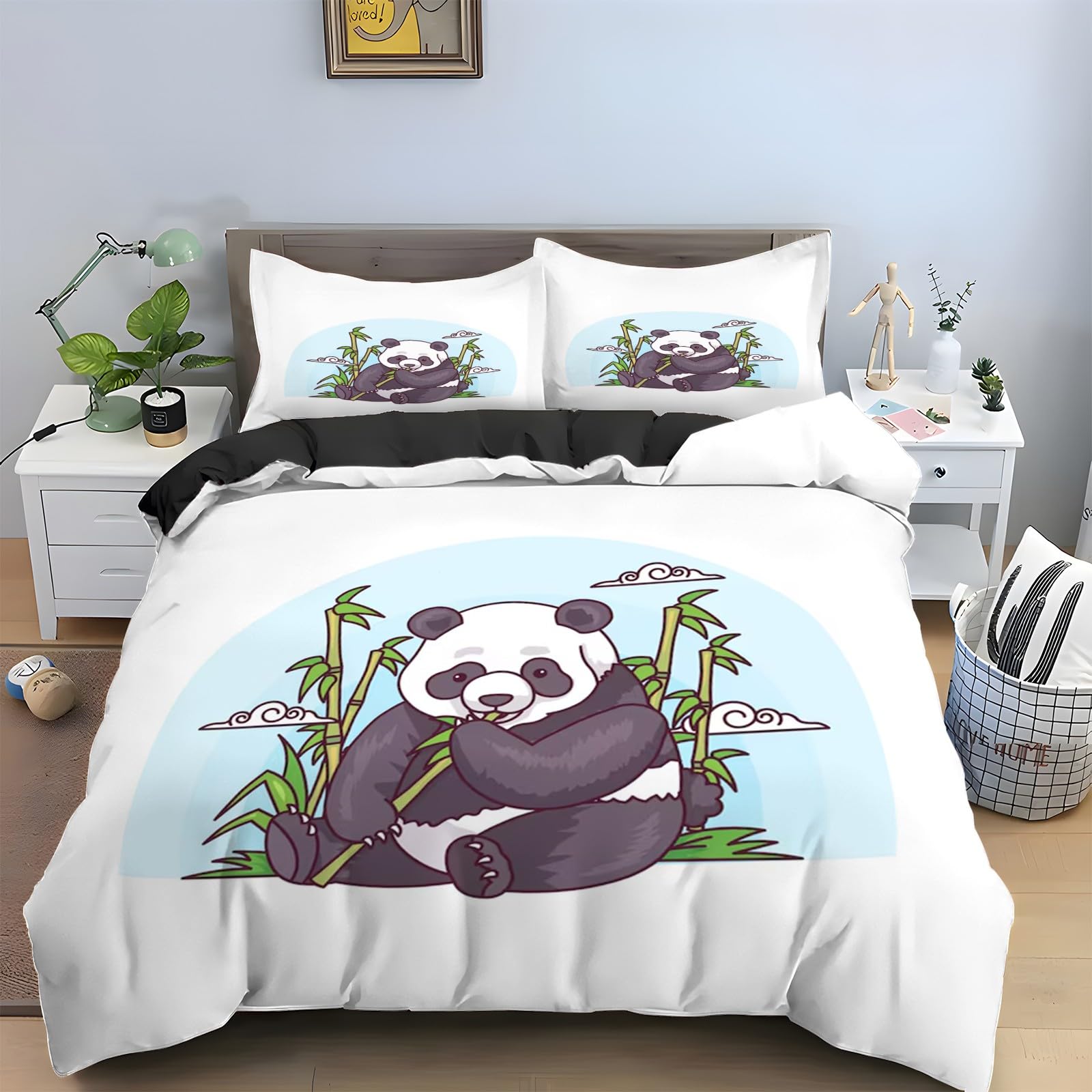 Parure de Lit 2 Personnes Panda finitions haut de gamme en microfibre soyeuse et durable