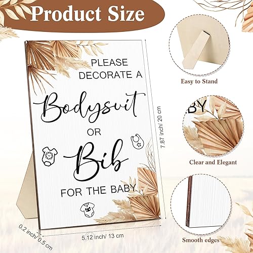 Miniatura 2 de Roowest 35 piezas de baberos para baby shower, diseño de juegos de madera para baby shower, letrero de juego para fiesta de bebé, letrero de