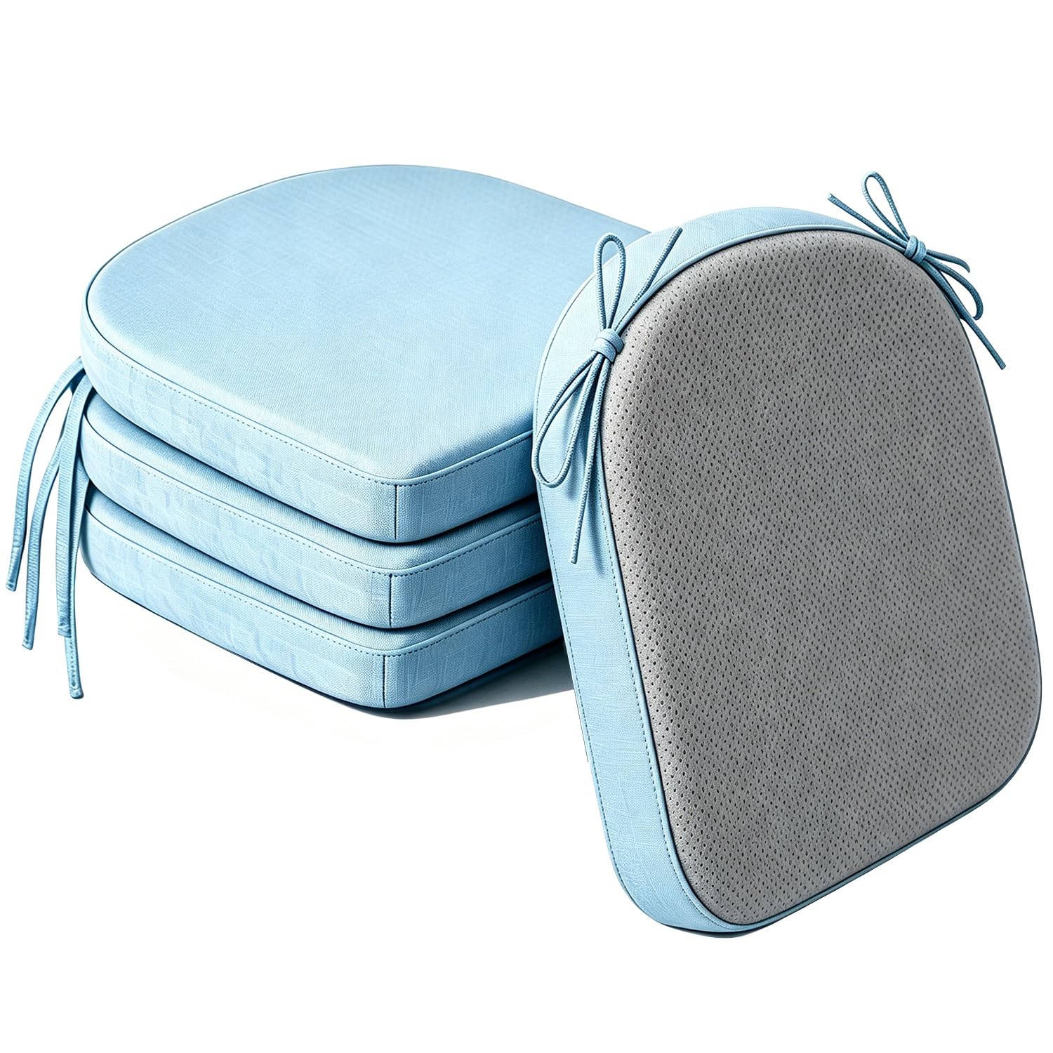 Cafusesdd Cafusedd Non-Slip Bottom with Ties Patio Chair Cushions, 4 Psc U-Shaped Splash-Proof Seat Cushion, Patio Cushions for Outdoor & Indoor Different Chairs(LightBlue,18''*17'')