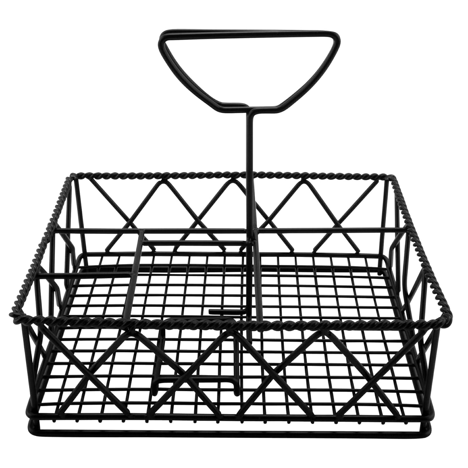 GET 4-931832 Black Metal Five Compartment Condiment Caddy Iron Powder Coated Table Caddies Collection, 9" x 7" (Pack of 12)