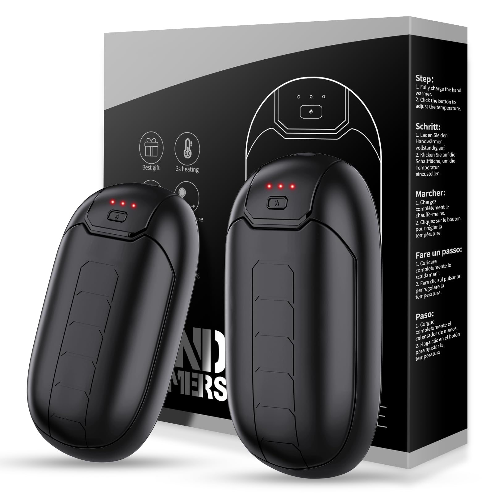 Hand Warmers Rechargeable 2-Pack, Reusable Magnetic Electric Handwarmer 7 Hrs Warmth 3 Levels Heat Up to 132.8℉, USB-C Charging, for Raynauds, Golf,Outdoor Sports,Winter Tech