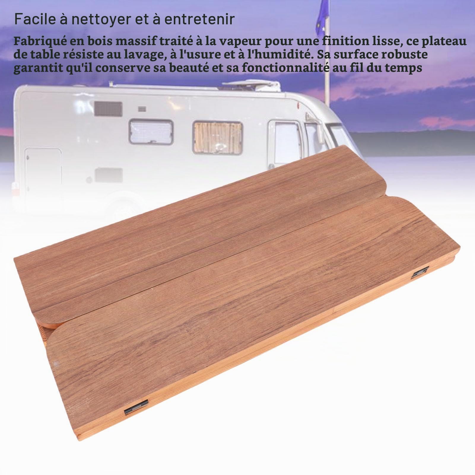 Haofy Plateau de Table Pliant Bois Massif 20mm pour Bateau | 20mm bois massif surface lavable anti-humidité pliage compact pour camping-car yacht ponton repas travail
