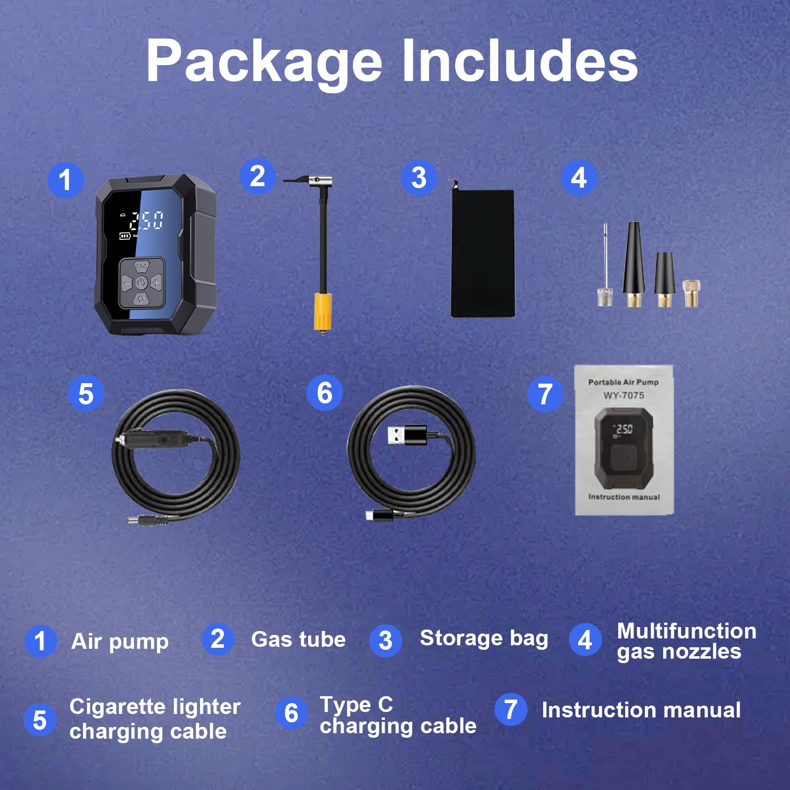 Compresor de aire portátil inflador de neumáticos, bomba de neumáticos 2 en 1 inalámbrica y encendedor de cigarrillos, con manómetro, hasta 150 psi, pantalla digital para coches, motocicletas