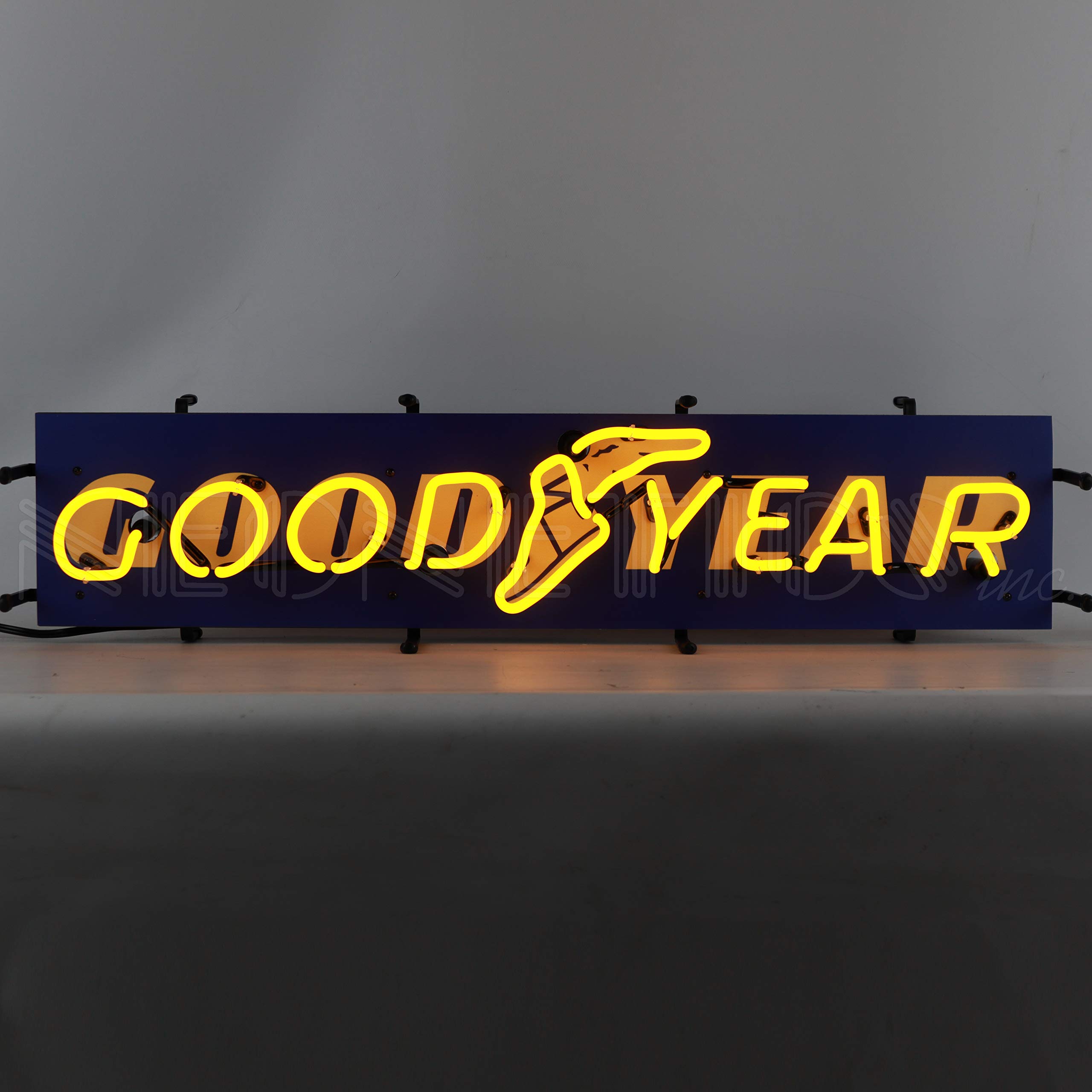 Goodyear Junior Neon Sign, bright yellow hand blown real glass