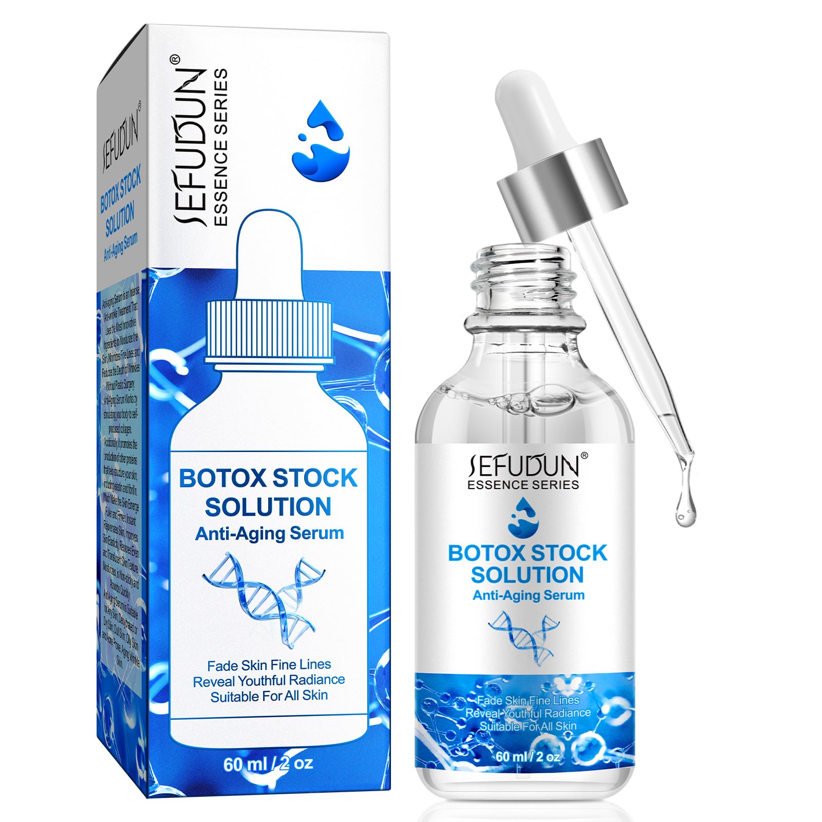 Botox Stock Solution Facial Serum 2 Fl Oz, Botox Face Serum, Botox in A Bottle, Botox Stock Solution Facial Serum with Vitamin C, Fade Skin Fine Lines, Supplementing Skin Collagen