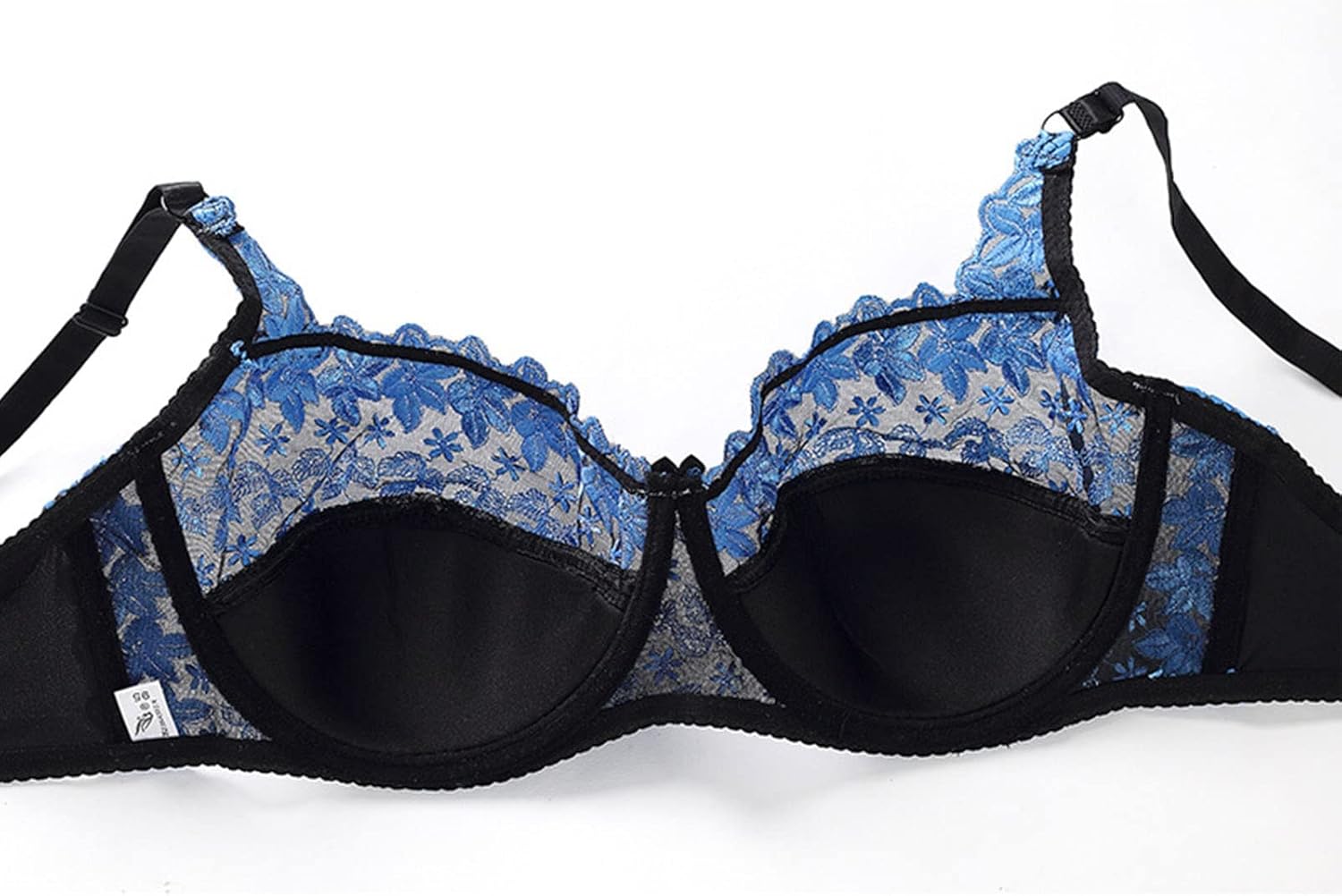 Ultra Thin Lace Bras for Women Large Breast Plus Size Underwire Embroidery Bralette Sexy See Through Corset Lingerie (Color : Gold, Size : 40D/9OD)