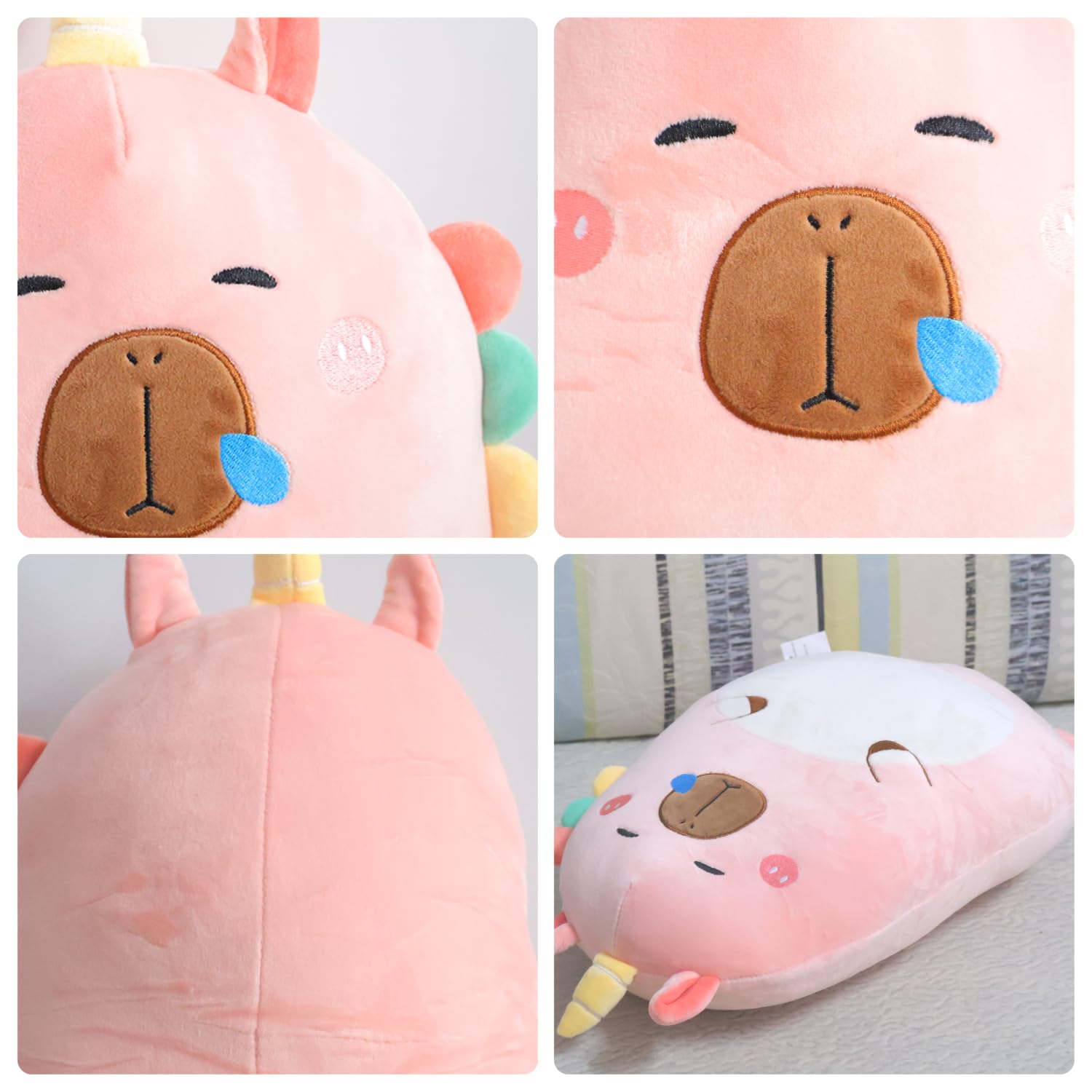 Oreiller Capybara Licorne En Peluche - Ultra Doux - Animal Squishy Câlin - Cadeau Enfant & Ado - Jouet Réconfortant