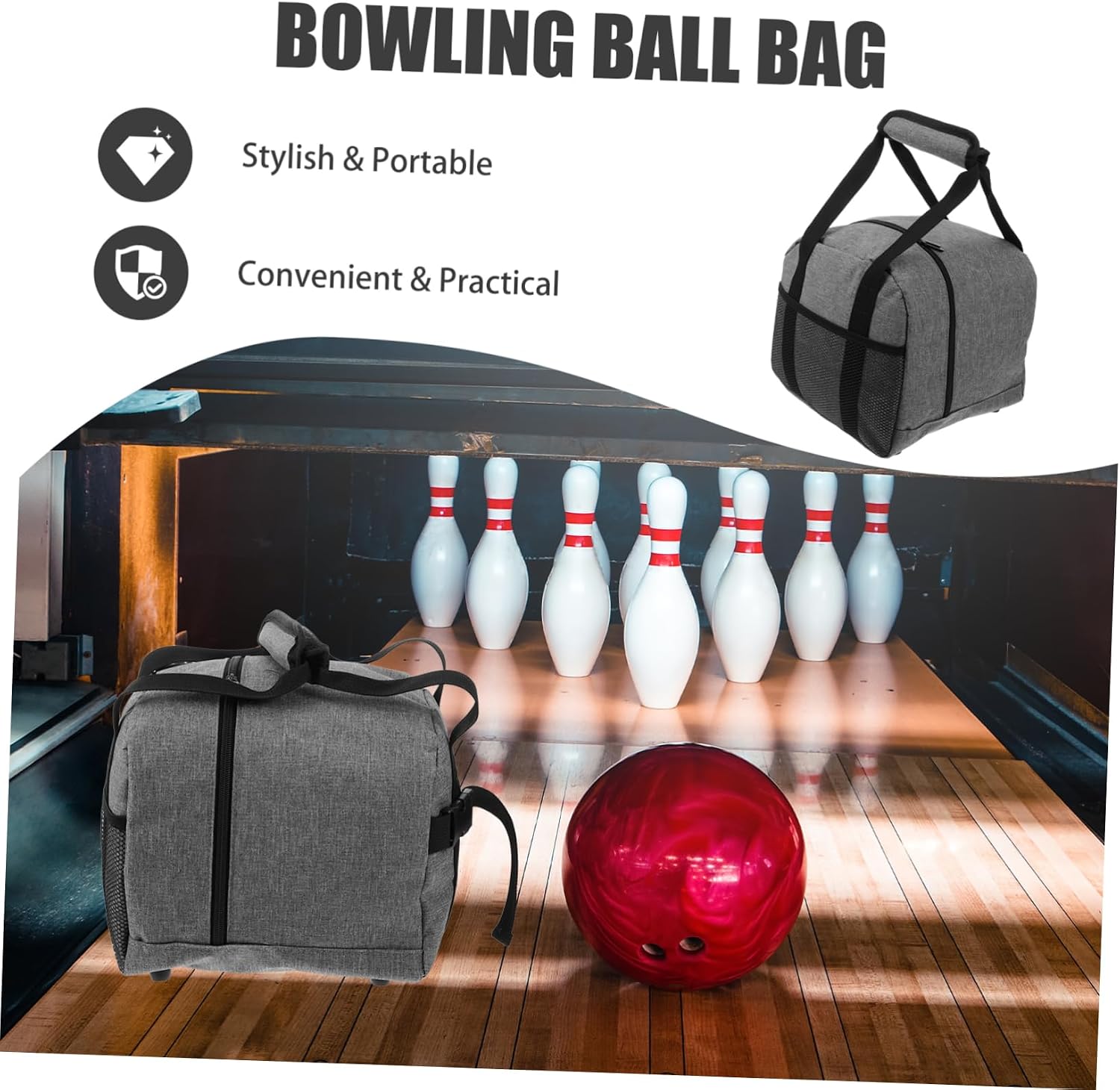 ibasenice Handheld Bowling Ball Storage Bag Padded Shoulder Straps for Storm Bowling Ball Bag