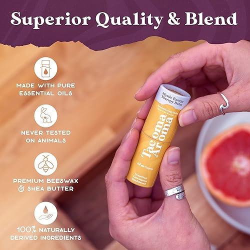 Miniatura 6 de Tacoma Aroma - Bálsamo de aceites esenciales en barra  Bálsamo corporal de cera de abeja natural  Mezcla de aceites esenciales de pomelo, hierba de