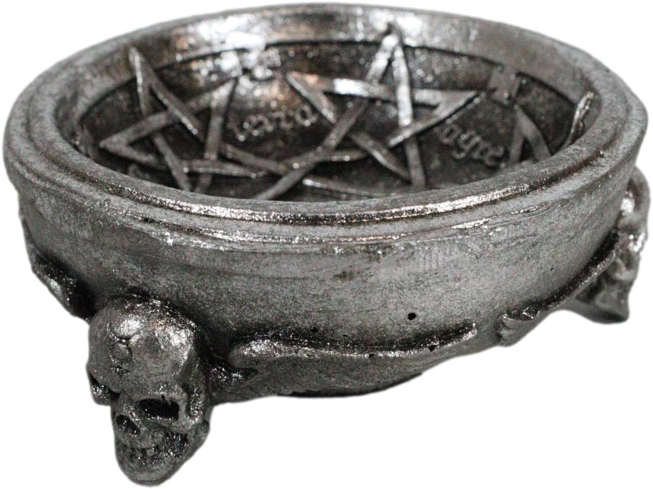 Ebros Gift Gothic Winged Skulls Pentagramatron Supernatural Magical Talismans Vintage Design Trinket Dish Figurine Pentagram Wicca Witchcraft Occult Accent