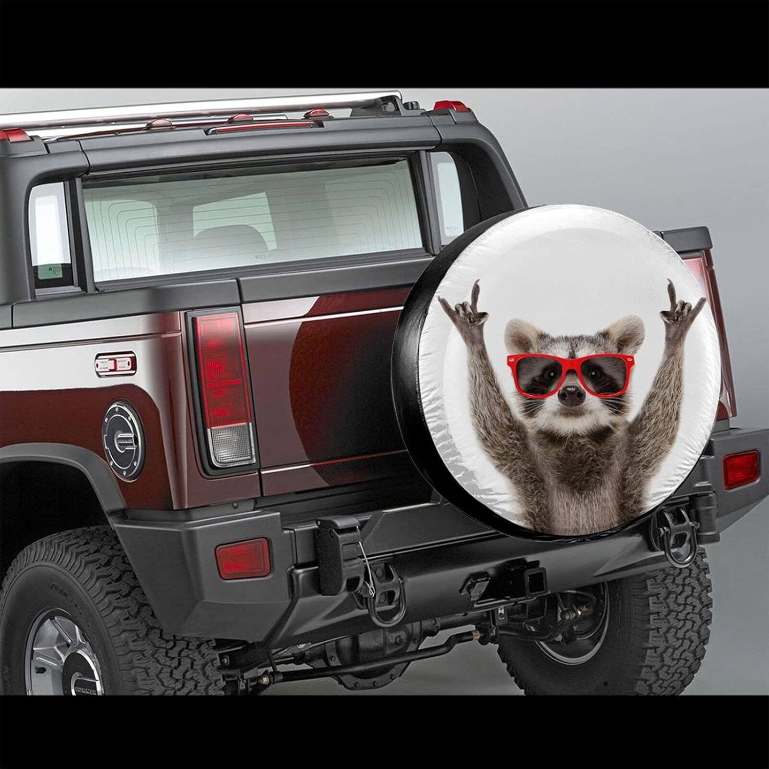 Funny Raccoon Red Sunglasses Spare Tire Cover Wheel Protectors Weatherproof for Camper Trailer RV SUV Sunscreen Dustproof Wheel Cover 15 inch : Automotive