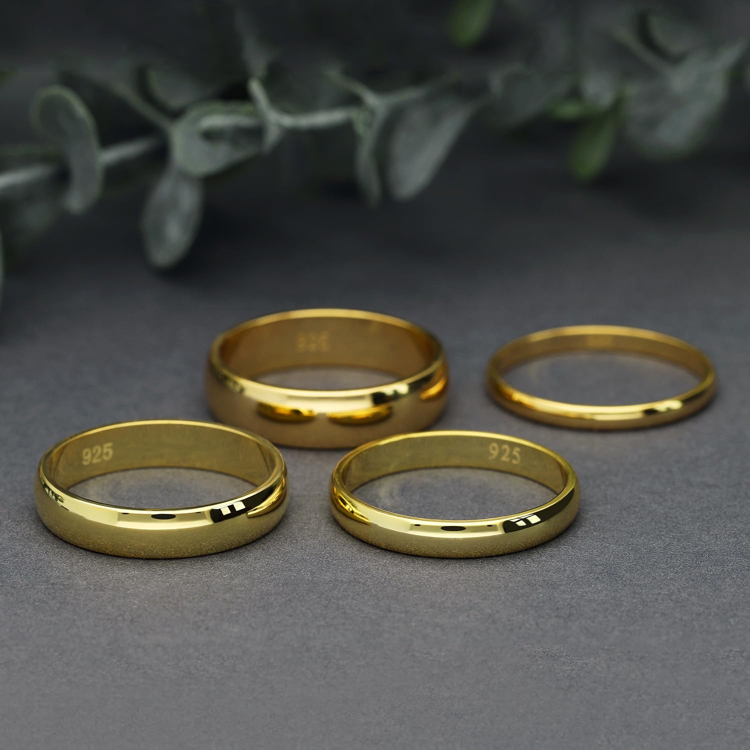 Treuheld® 925 Sterling Silber Ring Gold 48 Größen Damen Herren