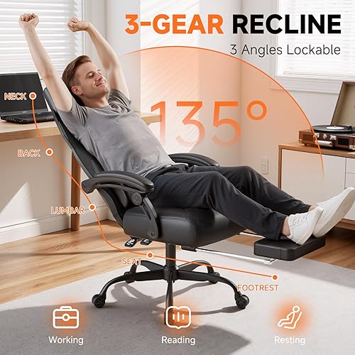 Miniatura 3 de GTPLAYER Silla de computadora con reposapiés ajustable, silla ergonómica para juegos con reposacabezas y soporte lumbar, silla de oficina de malla
