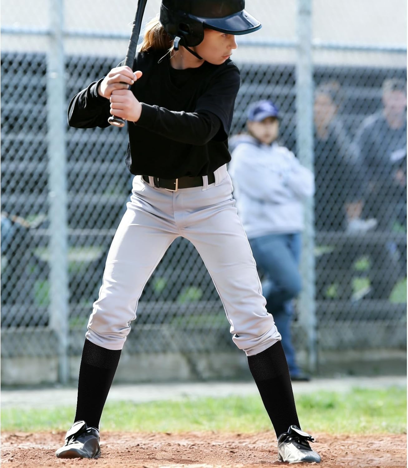 Baseball Socks and Belt Combo Set 2 Pairs Elastic Softball Socks and 1 Adjustable Belt for Youth and Adult