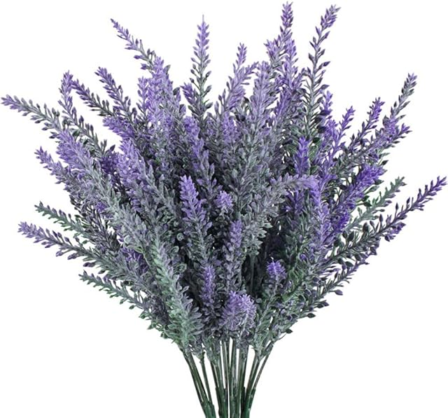 OUNONA 4pcs Artificial Flocked Lavender Bouquet in Purple Flowers Bridal Home DIY Floor Garden Office Wedding Decor (Purple)