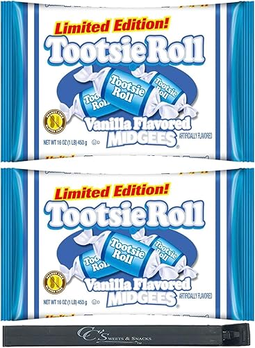 Miniatura 1 de Vanilla Tootsie Rolls Midgees Candy edición limitada de 16 onzas (paquete de 2) con clip para bolsa CC's Sweets & Snacks